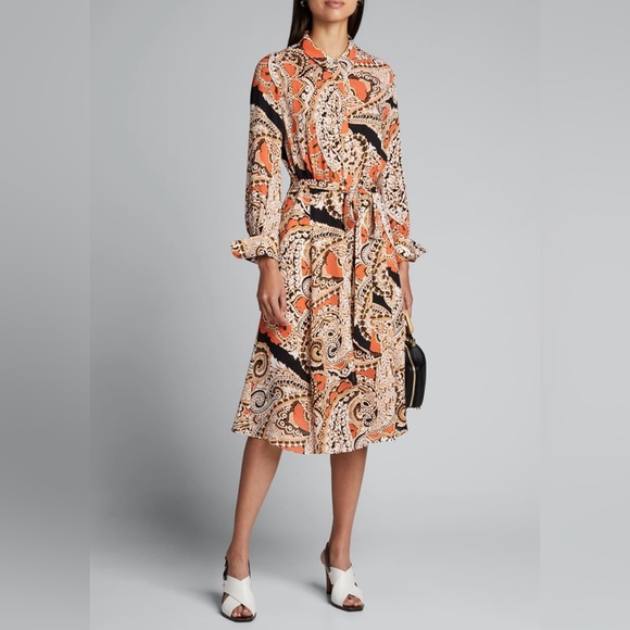 Kobi Halperin Madi Paisley Silk-Blend Shirt Dress - Picture 1 of 10